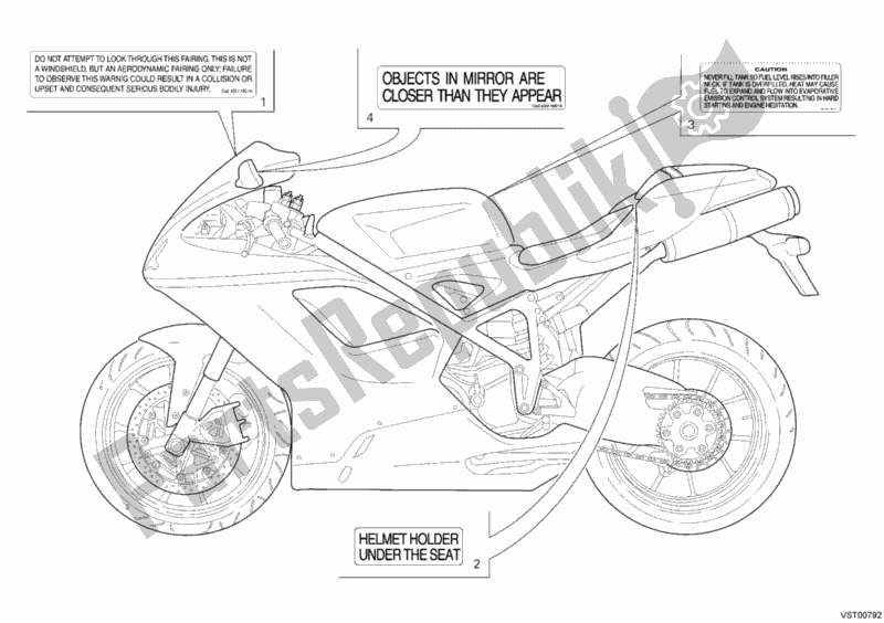 Toutes les pièces pour le étiquettes D'avertissement du Ducati Superbike 1198 USA 2010